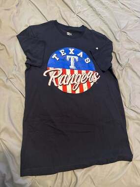 New Era Texas Rangers Americana Distressed Circle Logo T-Shirt - Navy